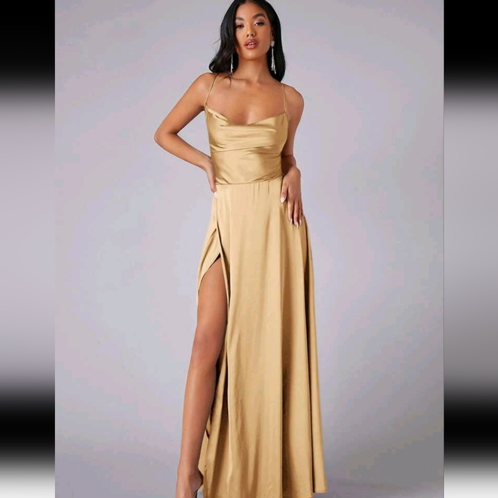 Elegant Gold/Tan Evening Gown/ Prom/ Bridesmaids Dress XL
